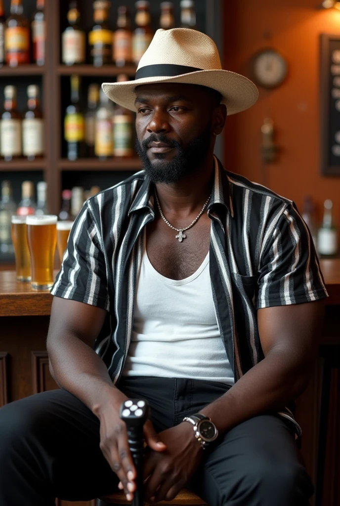 RAW photo, photo of kevhart as one (bartender: 1.2), white shirt, black apron, 8k uhd, dslr, high quality, grain film, Fujifilm XT3