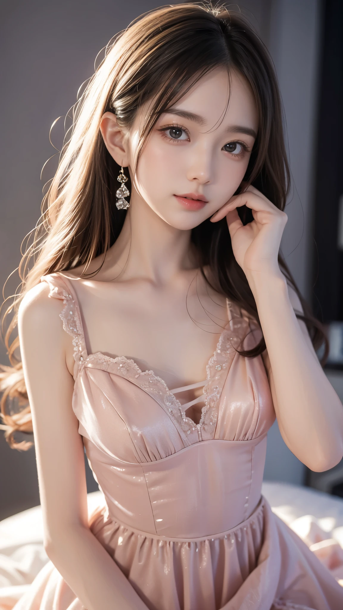 (high details:1.4)、(surrealism:1.4)、(soft lighting:1.05)、32,000、1 woman、realistic lighting、face lighting、ray tracing、(brightened light:1.2)、(improve quality:1.4)、(Realistic textured skin of the highest quality:1.4)、original photo, lifelike, full body woman love, bed, soggy, big bust, stylish hairstyle, pale skin, black eye, pink lips, (Beloved), (:1.1), ~Through, detailed background, detailed face, delicate eyes, good hair, Anatomically correct body, elastic skin, make up, masterpiece
