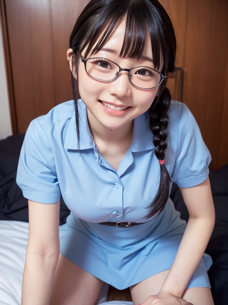 masterpiece、highest quality、Ultra HD、Clear images、8k、1 very cute Japanese girl、、Beautiful long black hair、i always wear glasses、Beautiful details、Beautiful Skin、Small breasts、Very flat Minimal chest、とてもSmall breasts、60cm AAA bust、Small Ass、Wears a realistic detailed nurse uniform with authentic collar、Realistic and detailed hospital examination room。The cutest photoshoot ever