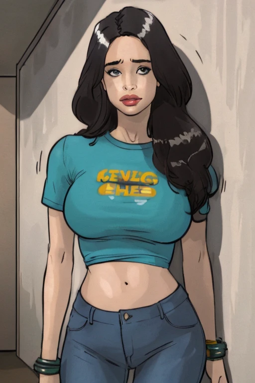 ((Best quality, 8k, Masterpiece :1.3)), pretty woman, 1girl, saggy breasts :1.2, lustful, dark brown hair, (sitting on couch, crossed legs, skirt :1.1), ultra-detailed face, detailed lips, detailed eyes, double eyelid, wide hips, (plump:1.3), curly hair, 21 years old, realistic, heavy eye shadow, bliss, soft features, short, nice, big gentle smile, sleepy eyes, warmz sweaty, pale skin