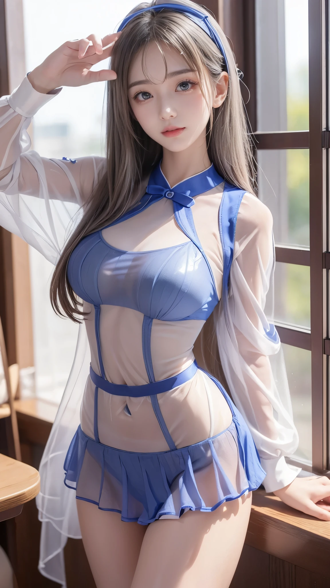 1 girl、beautifull、REALISTIC、Moderate breasts、A sexy、Translucent stockings、personal computer、chair、shirt、