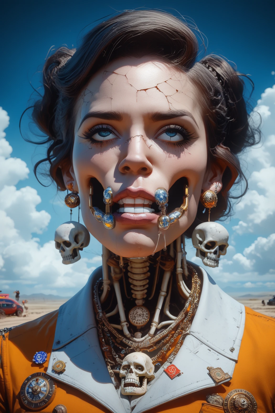 beautiful astronaut naked in dry flowers, Diadema Boke,, damaged suit, damaged mask, cracked glass, scratch screen,Cursed lands,Christmas sky, forgetful person,8k resolution, cinematic style digitl art render with mechanical and futuristic details, Sci-fi, hyperrealisti , Post-apocalyptic, damaged, surreal,horor, Zombies, gross, monsters, undead, body horor, SUNSET,blurred environment background, neon energy halo on the back, (perfectly shaped eyes:0.8), portraite, digitl art, conceptual artwork, post-processed, dynamic lighting, (painted by bochen and wlop, Styled by Nixeu and Greg Rutkowski), trend on pixiv, perfect composition, cinematic, majestic, detailded, sharp details, sharp focus, Perfect Anatomia, Ablaze, work of art, rewarded photography, slim fit face, work of art, Arte de Yoshiyuki Sadamoto e Matt Banning