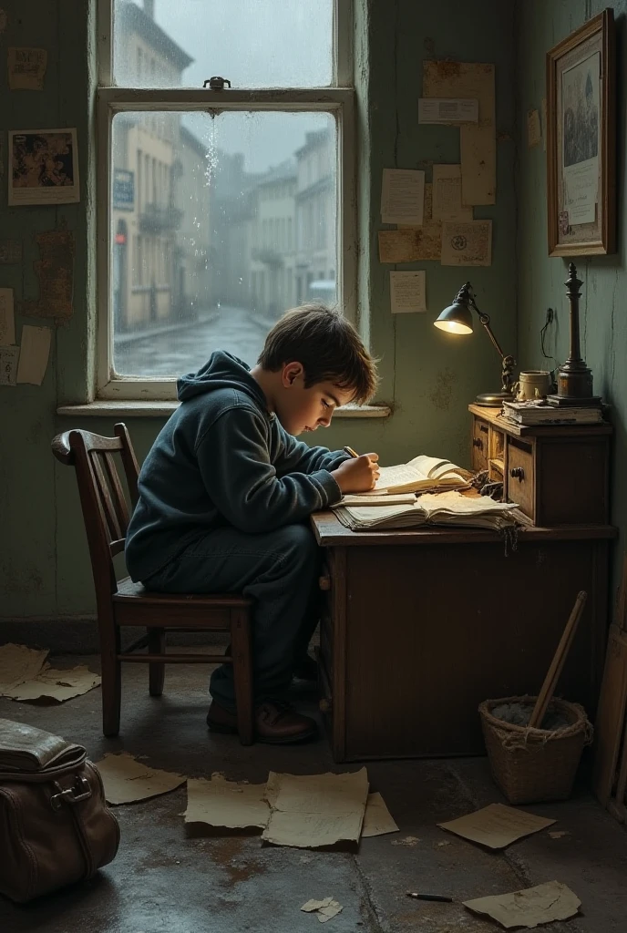 job ((Child working)), ((tired and longing for his childhood))