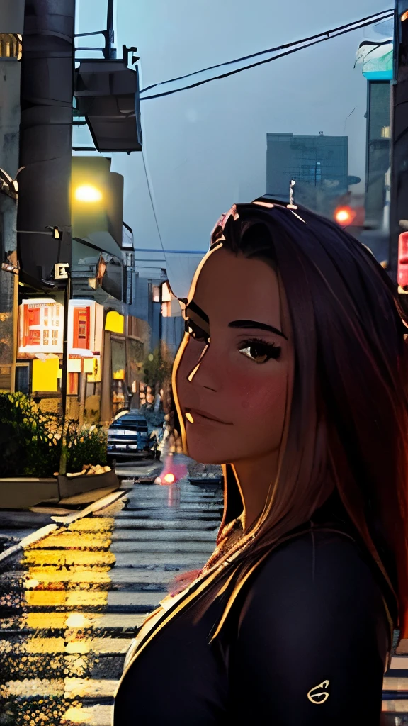 8k, RAW photo, best quality, masterpiece:1.2),(realistic, photo-realistic:1.37),Tokyo street,night, rain, wet,cityscape,night, cyberpunk city,soft light,1girl,, extremely beautiful face,bust,put down hands,Random hairstyle,Random hair color,Random expression,pigsney