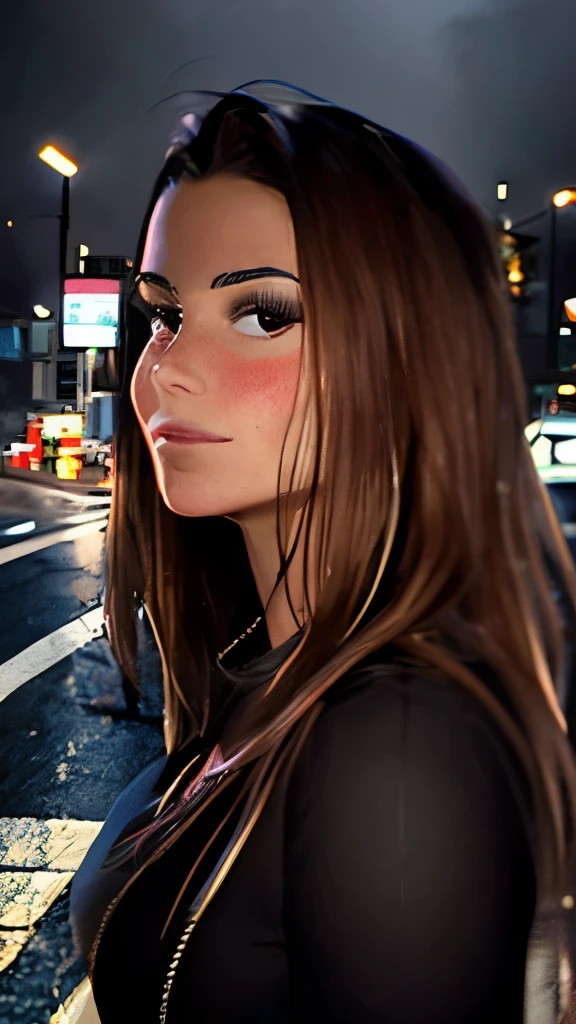 8k, RAW photo, best quality, masterpiece:1.2),(realistic, photo-realistic:1.37),Tokyo street,night, rain, wet,cityscape,night, cyberpunk city,soft light,1girl,, extremely beautiful face,bust,put down hands,Random hairstyle,Random hair color,Random expression,pigsney
