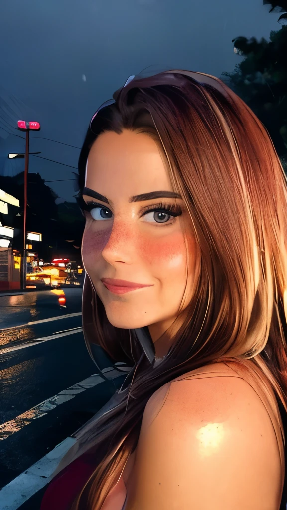 8k, RAW photo, best quality, masterpiece:1.2),(realistic, photo-realistic:1.37),Tokyo street,night, rain, wet,cityscape,night, cyberpunk city,soft light,1girl,, extremely beautiful face,bust,put down hands,Random hairstyle,Random hair color,Random expression,pigsney