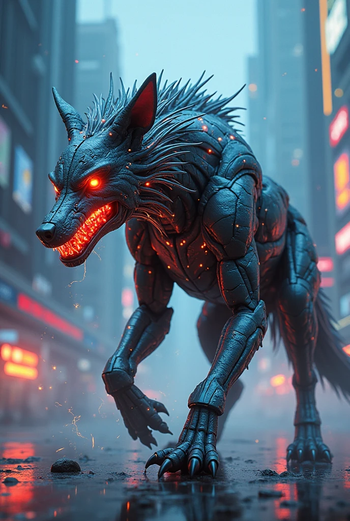 Black venom + wolf hybrid roar bionic angry red eyes