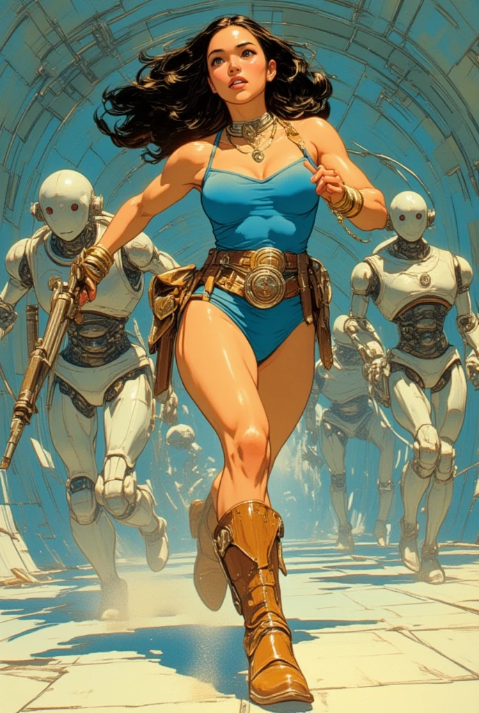 sexy woman jedi fighting whit baby yoda drive starship