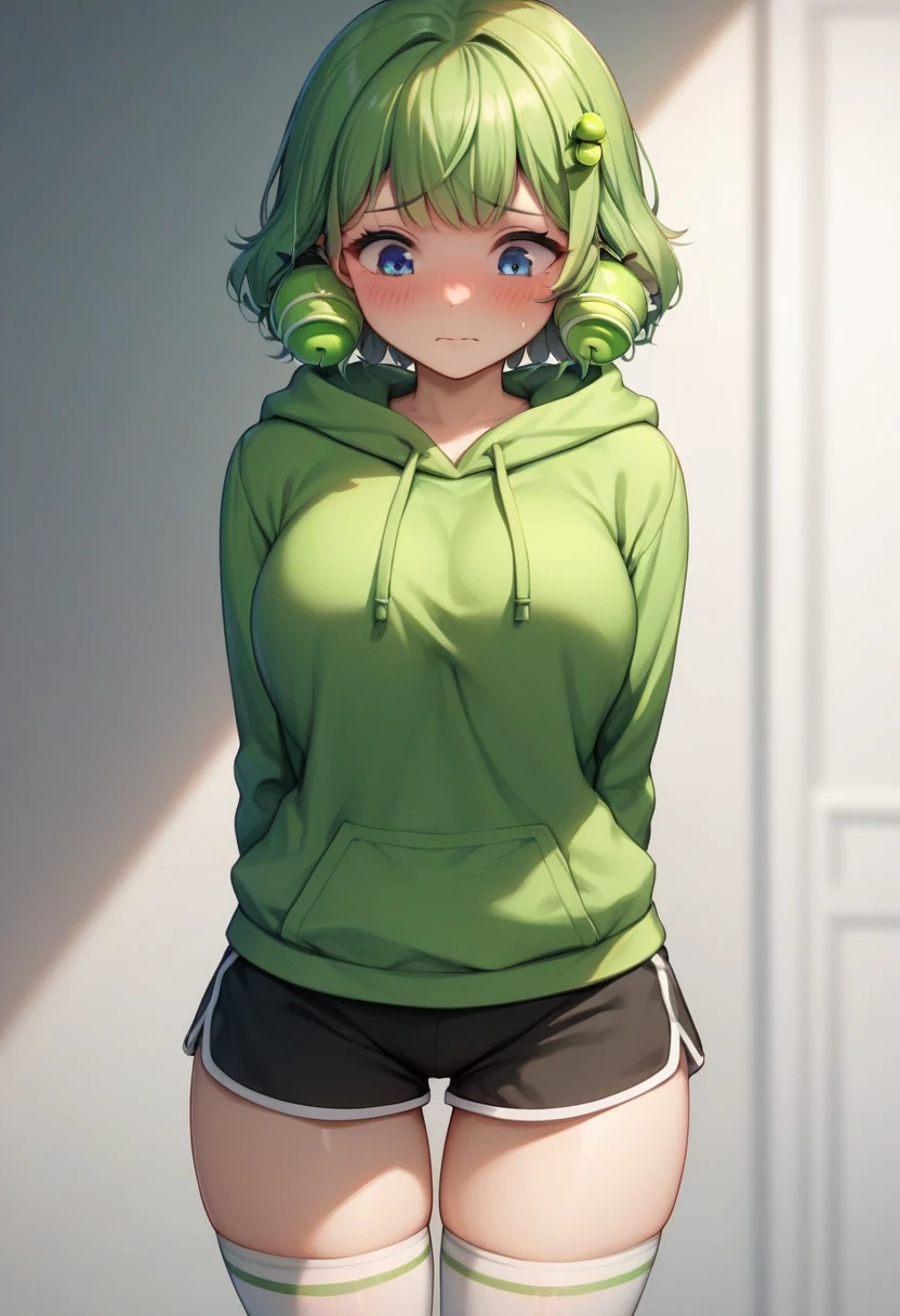 mastute piece,Best Quality,insanely detailed,8k cg,nsfw,
(shoot upper body:1.3),
(1girls:1.3),standing,looking at viewr,body in front,both arms behind back,(tracksuit:1.3),(bare breasts:1.2),(bare nipples:1.2),
break,
blush,shy,(ecstasy face),(trembling:1.2),break,(light green hair:1.3),
break,
perfect breasts,perfect teats,(open mouth:0.9),(large breasts:1.2),
(campsite)、