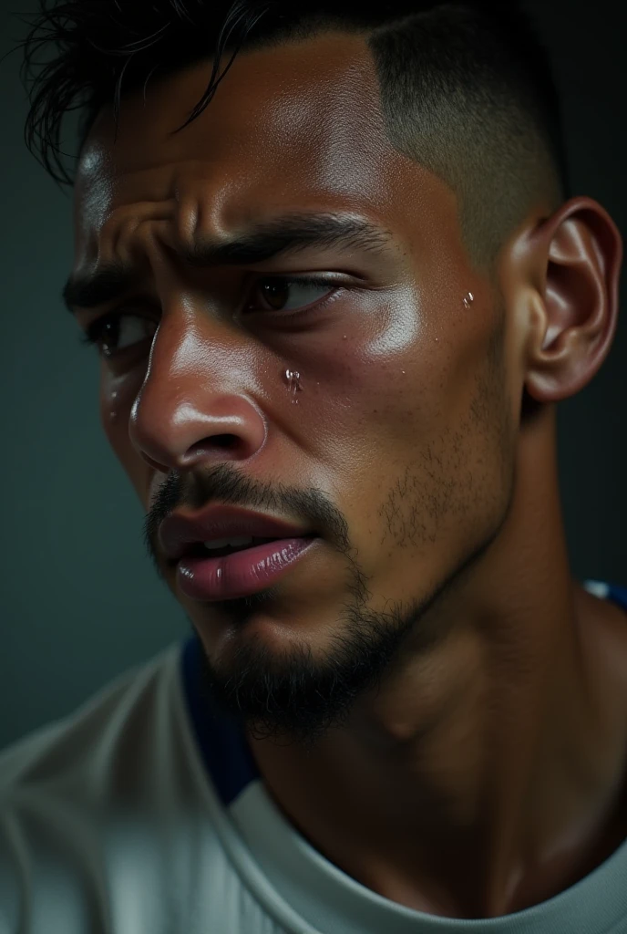 a man crying with a tear falling from his eyes