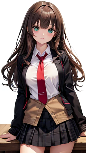 There's this 14 year old freshman at high school, and her name is "Yuki". She's short and , with pale skin, dark indigo eyes, and long black hair that falls down to the middle of her back, with some of it covering the gap between her eyes. Wears a fairly typical of a white button up shirt, red tie, red pleated skirt, and black pantyhose.