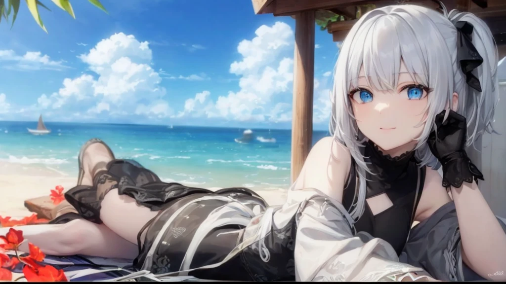 Her eyes were shining、Mysterious and enchanting atmosphere。With AI Painting、とてもShort Hair, Long bangs between the eyes, Grey Eyes , Very detailed,(masterpiece、highest quality)、alone、Gray Hair、Fantasy, Silver Hair, Beautiful Eyes,Ecstasy, charm, attract the audience, Fantasyな風景、White shirt、smile、Open your mouth、Scarf、short hair、Short Hair、hairpin、Dark Eyes
