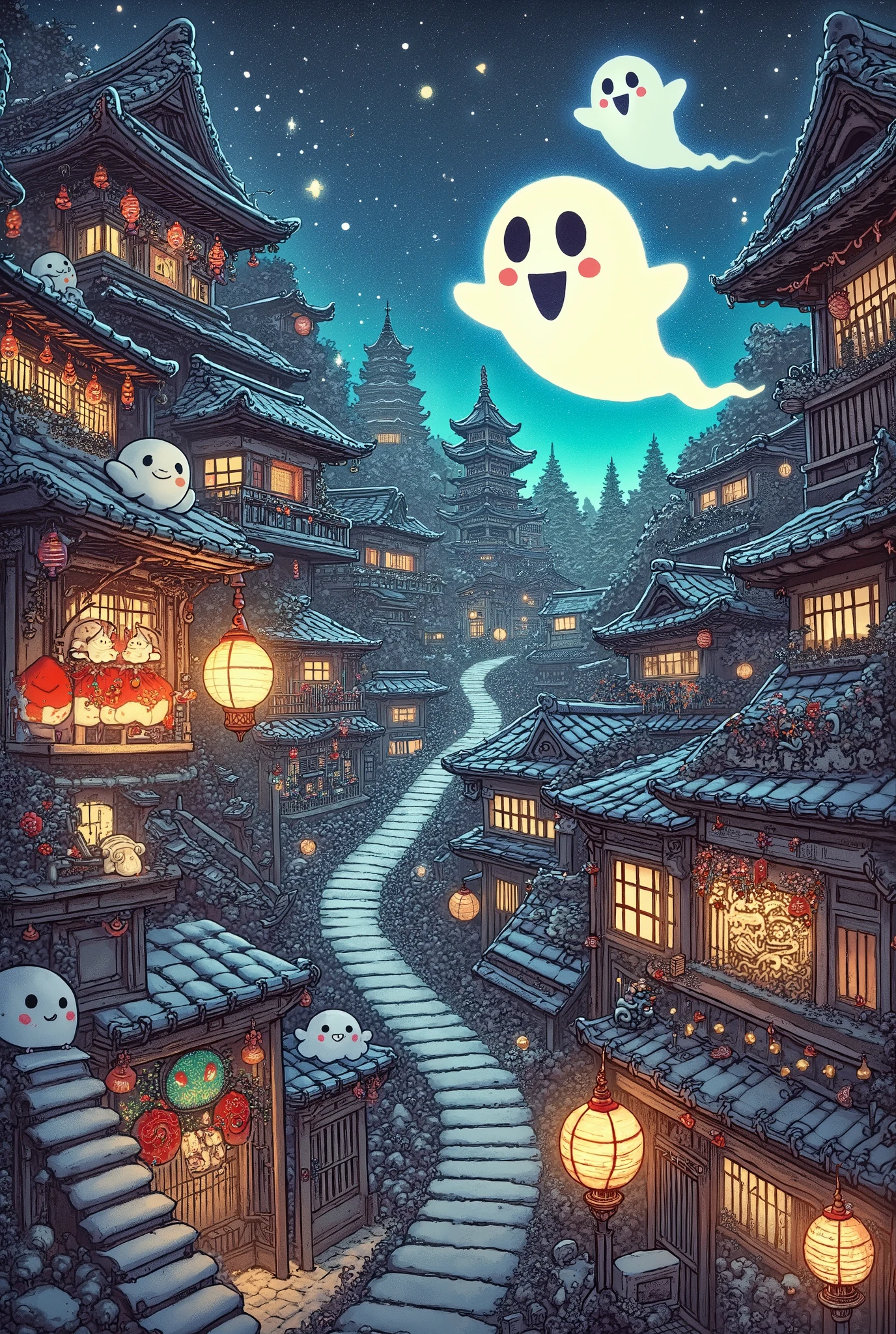 Illumination art, fantastic wonderland, obake-chan