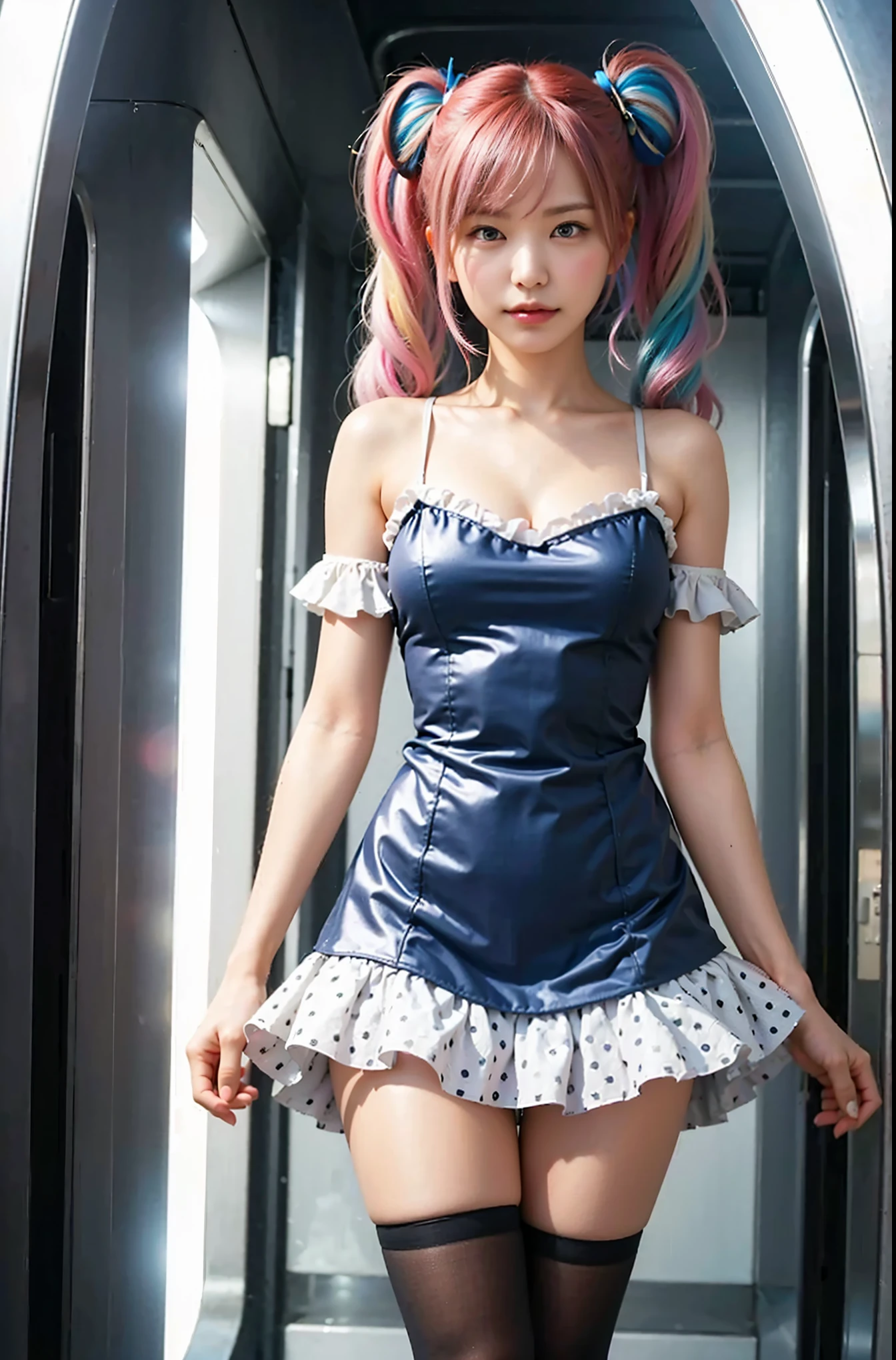 (Completely live action:1.37), (Amazingly realistic textures:1.37), (masterpiece, best quality:1.2), (8k uhd, 16k, 32k, ultra high res), amazingly realistic skin, amazingly realistic photo, superrealism, (photorealistic:1.37), (RAW photo), ultimately realistic, (ultimately realistic all details), (ultimately realistic all textures), super realistic lighting, super realistic shadow, (japanese girl:1.5), (realistic idol face), smiling, happy, super realistic face, ultimately realistic skin, ultimately realistic eyes, (mascara:1.35)ultimately realistic background, ultimately realistic detail up, (kkw-ph1:1.25), (GotouMaki:1.25), (Canon EOS R6, 85mm, 1/200s, f/5.6, ISO 1600), (tattoo), (mechanical armor:1.37), (blue eyes:1.2), (silver hair:1.3),