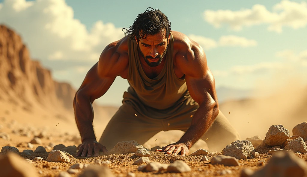 A man is working under the hot sun