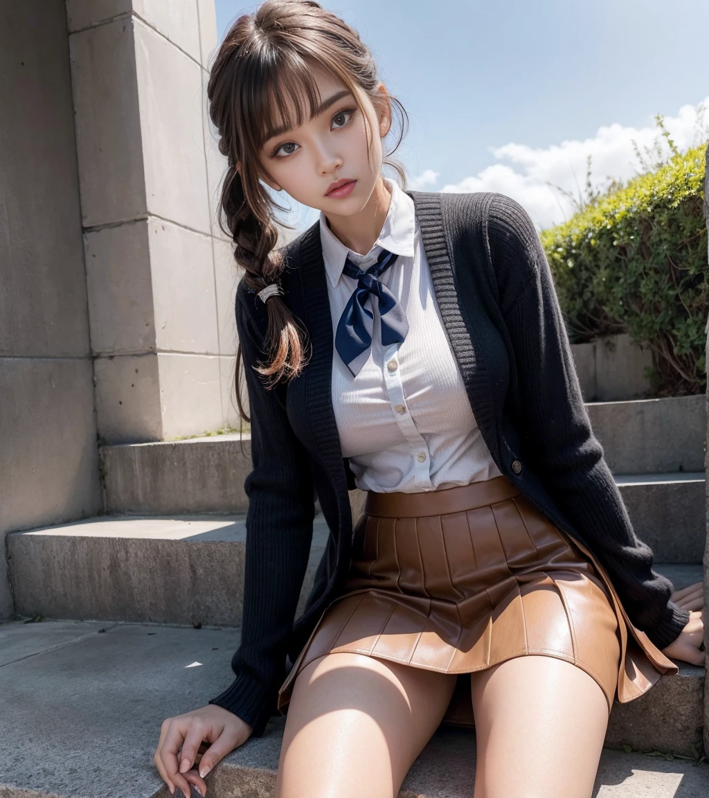 1 woman l、(very beautiful)、(beautiful face:1.5)、(stand:1.4)、(I got shot in the knee.)、(detailed face:1.5)、(detailed eyes:1.2)、(detailed lips:1.2)、(detailed nose:1.2)、(Lift up your skirt and expose your panties...:1.5)、(high school :1.5)、(plaid skirt:1.3)、(white panties:1.5)、(school sweater)、(bare legs)、(brown hair)、(Sidewalk in Shibuya)、(In SFW:1.7)、(night:1.4)