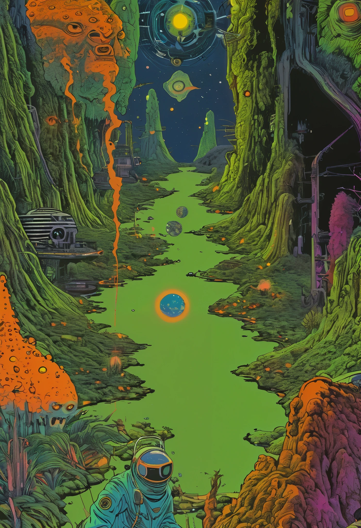 Comic-style rock band poster illustration " king gizzard and the lizard wizzard" ( retro futuristic ) (High detaild ) (, space) (8K) ( envelopes) ( ultra detailed , defined)