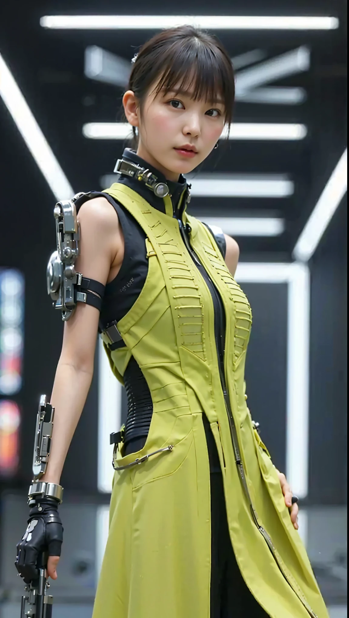 (Completely live action:1.37), (Amazingly realistic textures:1.37), (masterpiece, best quality:1.2), (8k uhd, 16k, 32k, ultra high res), amazingly realistic skin, amazingly realistic photo, superrealism, (photorealistic:1.37), (RAW photo), ultimately realistic, (ultimately realistic all details), (ultimately realistic all textures), super realistic lighting, super realistic shadow, (japanese girl:1.5), (realistic idol face), smiling, happy, super realistic face, ultimately realistic skin, ultimately realistic eyes, (mascara:1.35)ultimately realistic background, ultimately realistic detail up, (kkw-ph1:1.25), (GotouMaki:1.25), (Canon EOS R6, 85mm, 1/200s, f/5.6, ISO 1600), (tattoo), (mechanical armor:1.37), (blue eyes:1.2), (silver hair:1.3),