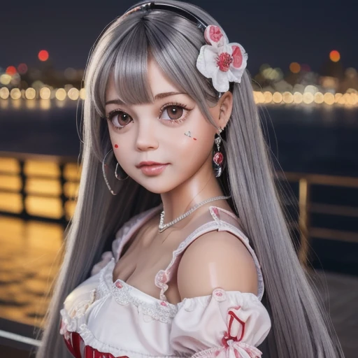 (masterpiece,best quality:1.4),Small Animal System,foreshortening,(8k,raw photo,photo realistic:1.2),realistic:1.4,anatomically correct,accurate,textured skin,shiny skin,shining hair,detailed skin,detailed face,detailed eyes,1girl,(((Japanese cute idol))),Intensely cute:1.3,small face (of a woman),cute face,(Very beautiful and clear baby skin detail,Realistic skin),(Very detailed eye sparkle:1.3),(Very detailed,Naturally breasts,,drooping eyes:1.4,),,(Very detailed Clear and beautiful breasts,),(Very detailed A happy girl, deep-tanned skin, 1 girl,),(Very Detailed long silver hair,Mine Trendy Clothing,minefield fashion,Mine makeup,accessories,Mine hairstyles),(Very detailed Ferris wheel at an amusement park,safari park),(Very clear and beautiful background details:1.6,Realistic and accurate background:1.2),(Very detailed,,online shopping,LUMINE® Market,),upper body,pussy line:1.3,Front view:1.6, from below,embarrassment:1.3,low angle,low position,,cowboy shot,squatting,spread one's legs:1.2,nsfw,,POV,Very detailed show panties:1.3,,chirality,
