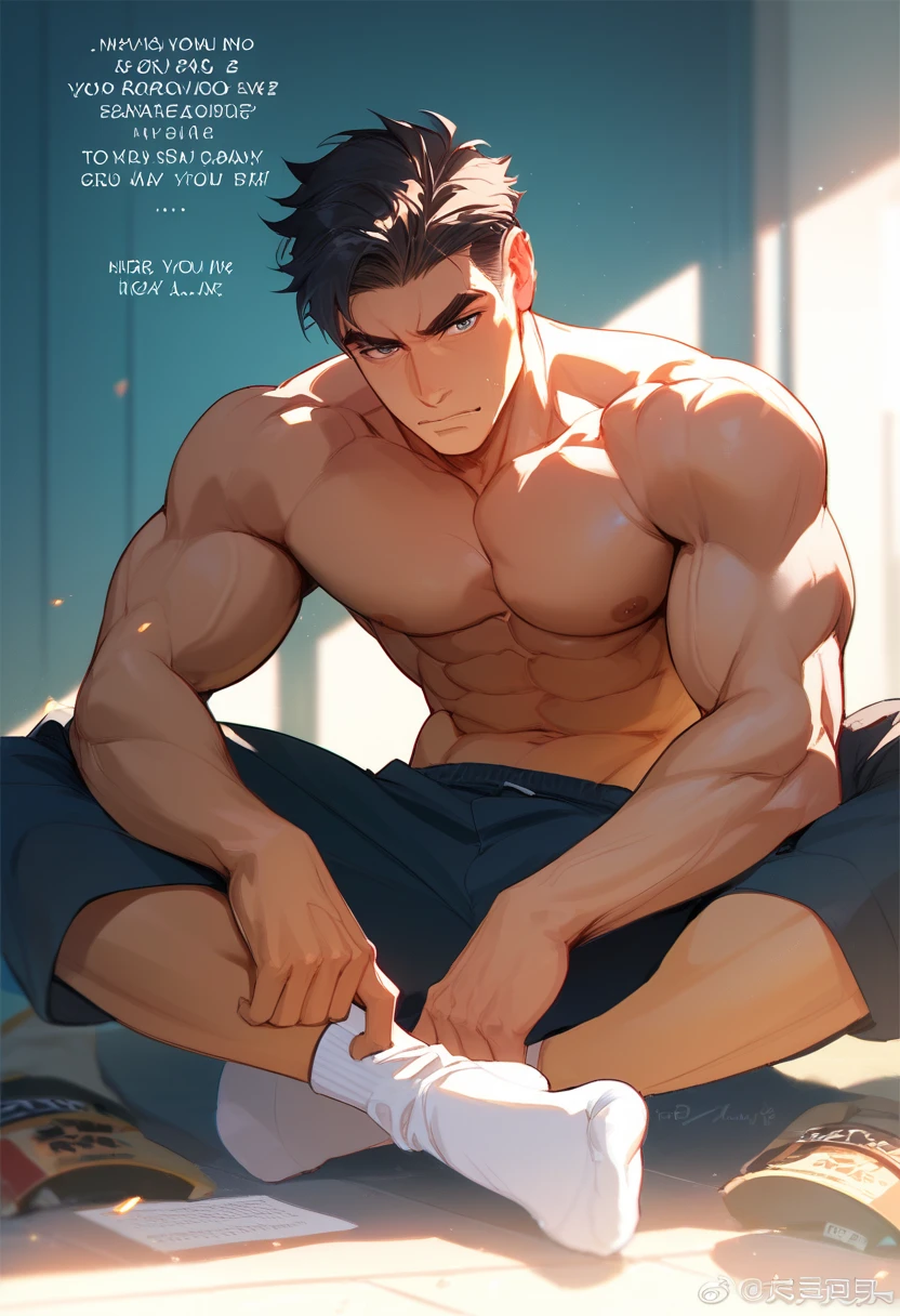 full body in image, masculine pose, without pants, joggers shorts, simple hair, sneakers, full man, male body, slender body, short hair, full body, hot body, sexy male body, dinamic pose, six patch. detalied pose, body, simple background, expressive face, focus on face, line art, sketch