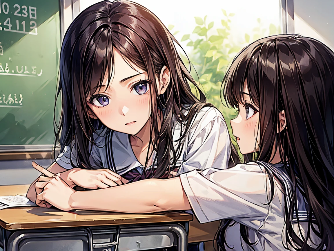 ((Ultra-slender)), A high school girl with short black bob hair and glasses, wearing a navy blazer and a red ribbon tie uniform, is deeply apologizing. She is bowing deeply with her eyes closed and a serious, sad expression. Her hands are clasped together in front of her. The background is a simple school hallway, emphasizing the sincerity of her apology.