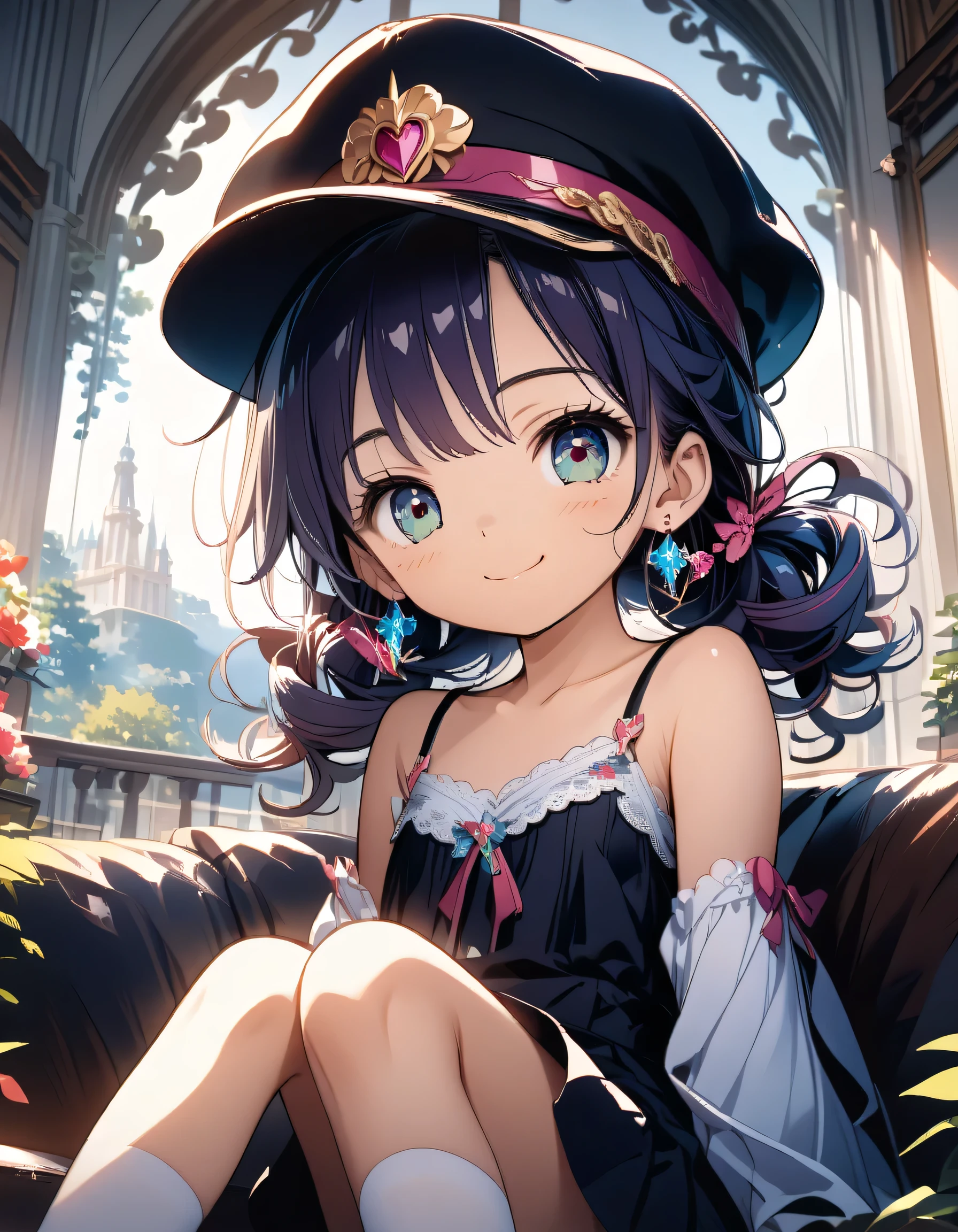 score_9, score_8_up,score_7_up,source_anime,source_comic,source_illust,(looking at viewer:1.3),(shiny smile),(sitting indian style),solo,rainbow,pony face girl,curly ponytail,18years old,夢の中のお話,beautiful sexy cute slim model,cute camisole,black miniskirt,,(Complete Anatomy:1.3),(manga style),(sketch),(illustration),best quality, official art, official style, anime_cap, game cg, megami magazine