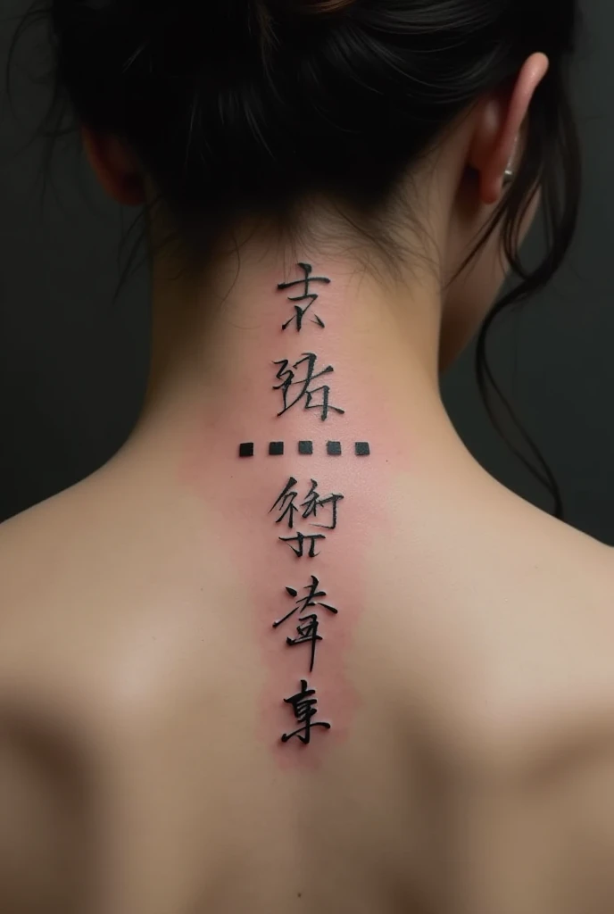 Female waist with a tattoo in Japanese that says ザイアー・ガルシア.