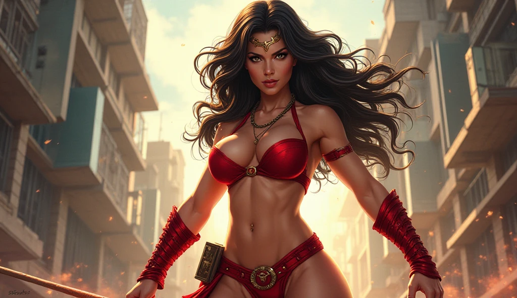 4k full body photo of cute adorable dark skin female Vampire Noble, long wavy black hair, dark eyes, dark brown hair, abs, tattoos, piercings, ornate, red dress, royal, realistic, hyper portrait, cinematic lighting, epic, hyper photorealistic, intricate detail, beautiful, HD, 8k,