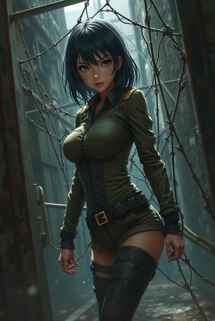 A painting of a woman with a gun and a skull, author：Shiroro Masamune, Inspired by Masamune Shirow, style of masamune shirow, kastuhiro otomo, rei hiroe black lagoon manga, an oppai cyberpunk, author：shirow masamune, Biomechanical OPPAI, author：Takeji Fujishima