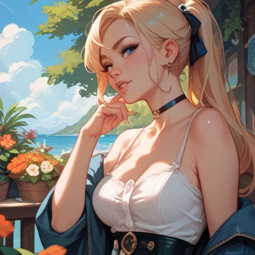 (8k, highest quality, best quality, masterpiece, highly detailed:1.2),
1girl, upper body, woman looks like (Margot Robbie), wearing boyfriend shirt and panty, (naked shirt, shirt tug), shy, half smile, midday, from below