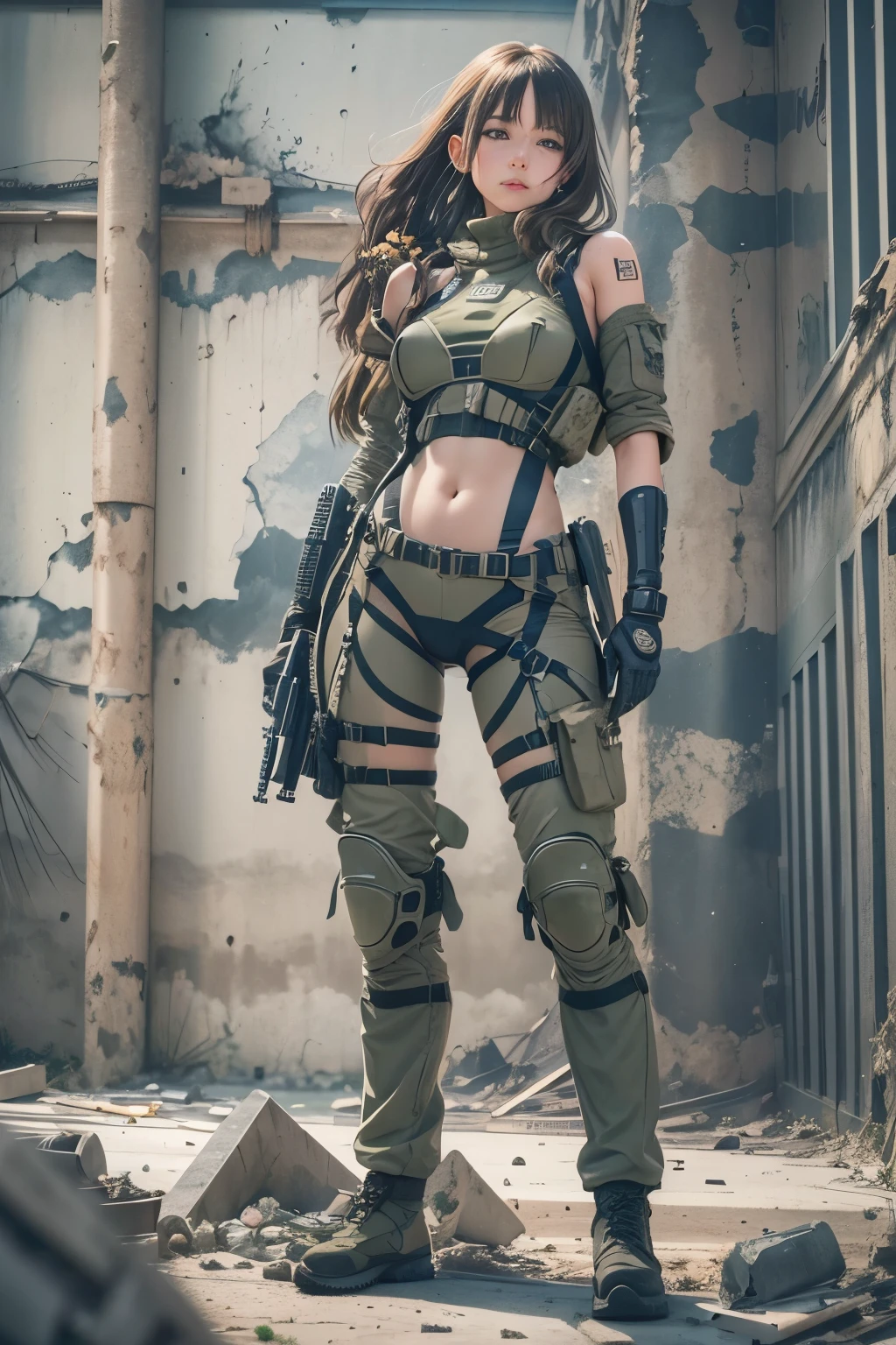 (( kate, short hair with blue highlights )), perfect hands, perfectbody, sensuous, (( Punisher MARVEL comics )), (( ballistic operational military tactical modular vest, blackw, skull printed on chest )), (( blackw ACU MILITARY UNIFORM WITH KNEE PADS )), (( military tactical half-finger paintball gloves blackw microfiber )), (( puppy tag )), (( Red Dragon Motocross Knee Pad )), (( Military Boots in Leather and Canvas Cordura Extra Light Military Tactical Bmbrasil Black )), (( Hammer PRO Belica Waist Holster ) ), Jumpy, blackw hair, shorth hair, im a blackw motorcycle kawazaki ninja,cinematic lighting, Hyper-Realism, multiple view, Nikon, multiple view, work of art, texturized skin, high resolution, 8K