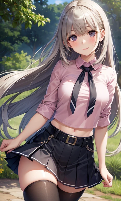 Behind the school building、Dim atmosphere、Masterpiece、High resolution、high quality、32k、(Dark Elf Teenager Female、Silver Hair、ponytail、((tanned brown skin))、Golden Eyes、Shining Eyes、Noble 、skirt、風でskirtがめくれる、Hair fluttering、Leaves flutter)、blush、Embarrassed、Mouth open in surprise、(Angle from below)