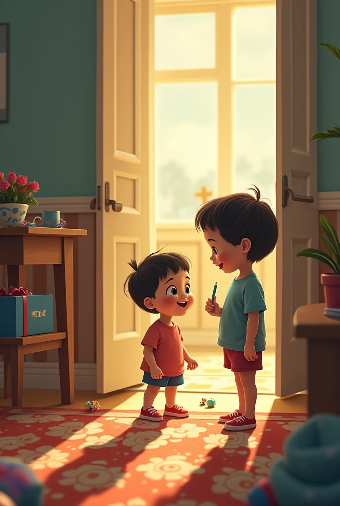 In cinamatic 3d cartoon video " Son: "Dad, today I understood what true happiness really is."
