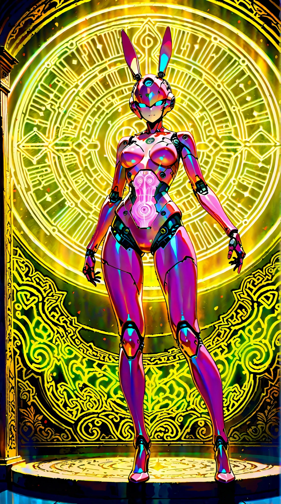 score_9, socre_8, fukumaru koito, black hair, twintails, purple eyes ,1girl, standing, thick thighs, wide hip, covered nipples, embarrasses, pink theme, latex bodysuit, see-through leotard, black dress, dark and evil theme, magical girl, layered skirt, shiny skin, puffy sleeves, pubic hair, navel, spread legs, peeing, hands behind head, idol costume, on stage, spotlight