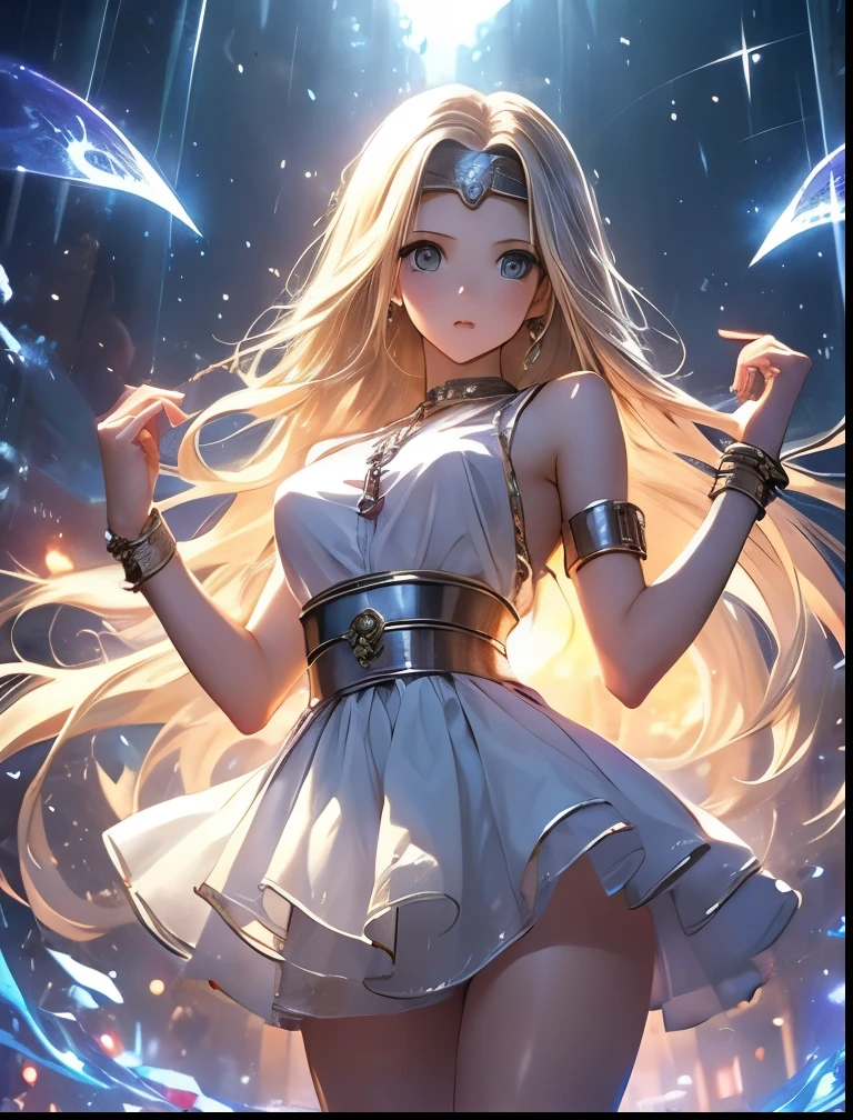 (((SFW、Accuracy、Highest quality、 A first-class masterpiece 、 Normal body 、8k、 detailed face 、 super precision 、 Normal Hands 、5 fingers、Highest)))、" dragon quest 6"、Mireyu、 Blonde、 straight long hair、Big Breasts、 slender、slave girl、Shabby tattered slave clothes with nipples that are about to be ripped through、Underwear transparent transparent white miniskirt 、 CIRCLET 、ChainRead、Chain Home、handcuffs、The Fall of Slaves、ruins、Slam、Underground Prison、 embarrassing、blush、confusion、Hypnosis、Obedient