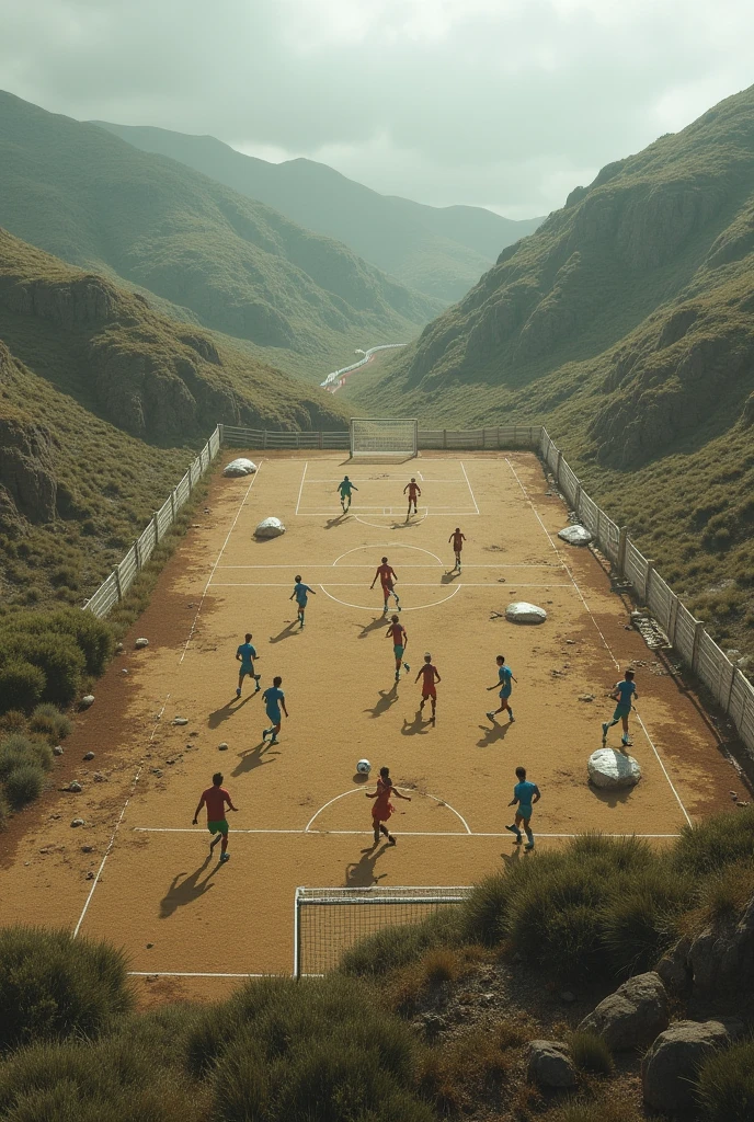 Children playing soccer on a green field, alegre, sorridentes, alta resolucao para um livro infantil