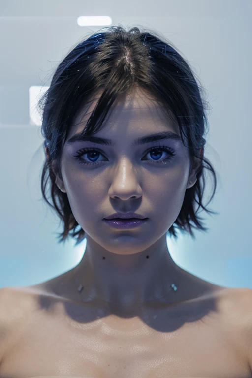 Give me the structure of a blue light device on a white background with the parts needed to create ultraviolet light
