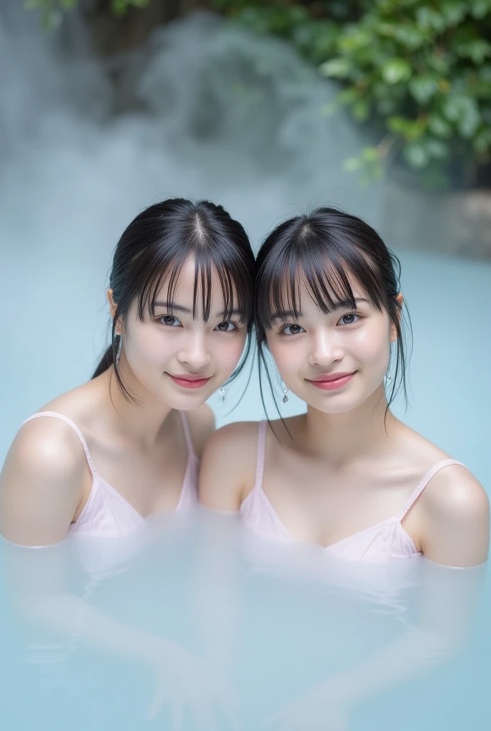 ((Highest quality, 8k, masterpiece :1.3)), One girl, Beautiful woman with slim abdominal muscles :1.3, (Random Hairstyles, Huge breasts :1.2), Wrapped in a bath towel :1.2, hot spring, Highly detailed face, Fine grain, double eyelid、Japanese women
