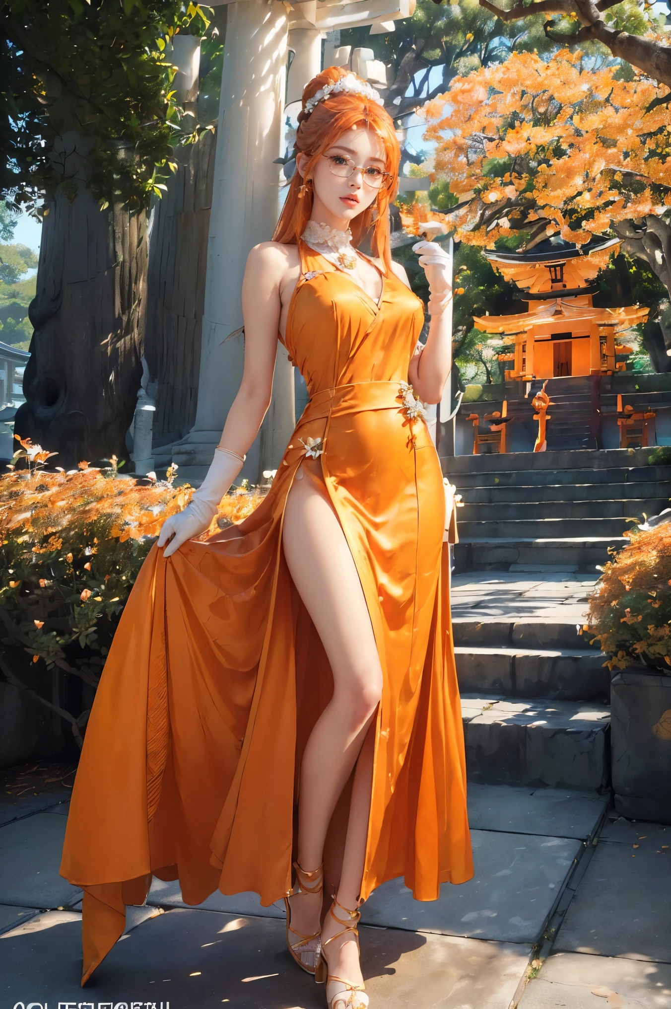 Kasumi, brown eyes, Red Hair, (best quality, ultra detail), (realistic:1.37), beautiful and detailed face, ultra-realistic texture, Delicate face, delicate body, red lipstick, bright colors. high definition, 8K. a soft, beautiful smile
