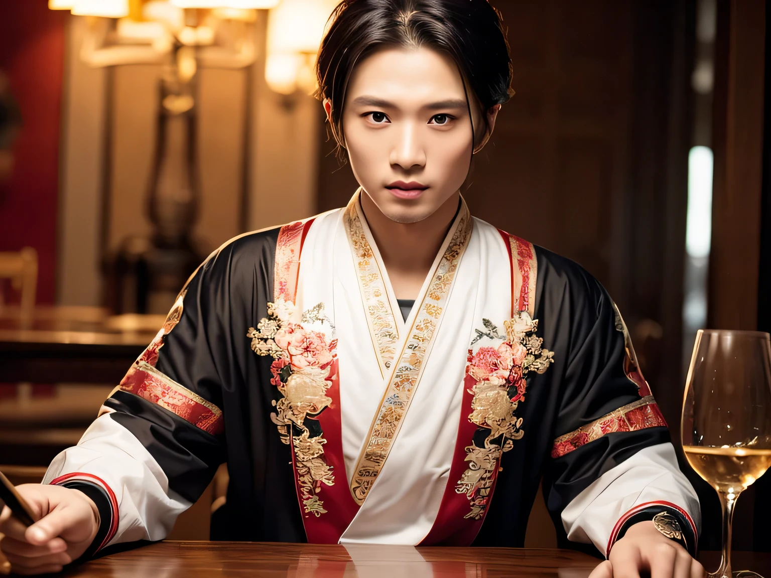 a man with a baseball bat standing in front of a fire, cai xukun, inspired by Gang Hui-an, inspired by Zhang Han, inspired by Huang Shen, inspired by Bian Shoumin, inspired by Yang Jin, inspired by Pu Hua, inspired by Huang Ding, inspired by Wu Bin, inspired by Huang Gongwang, inspired by Wuzhun Shifan