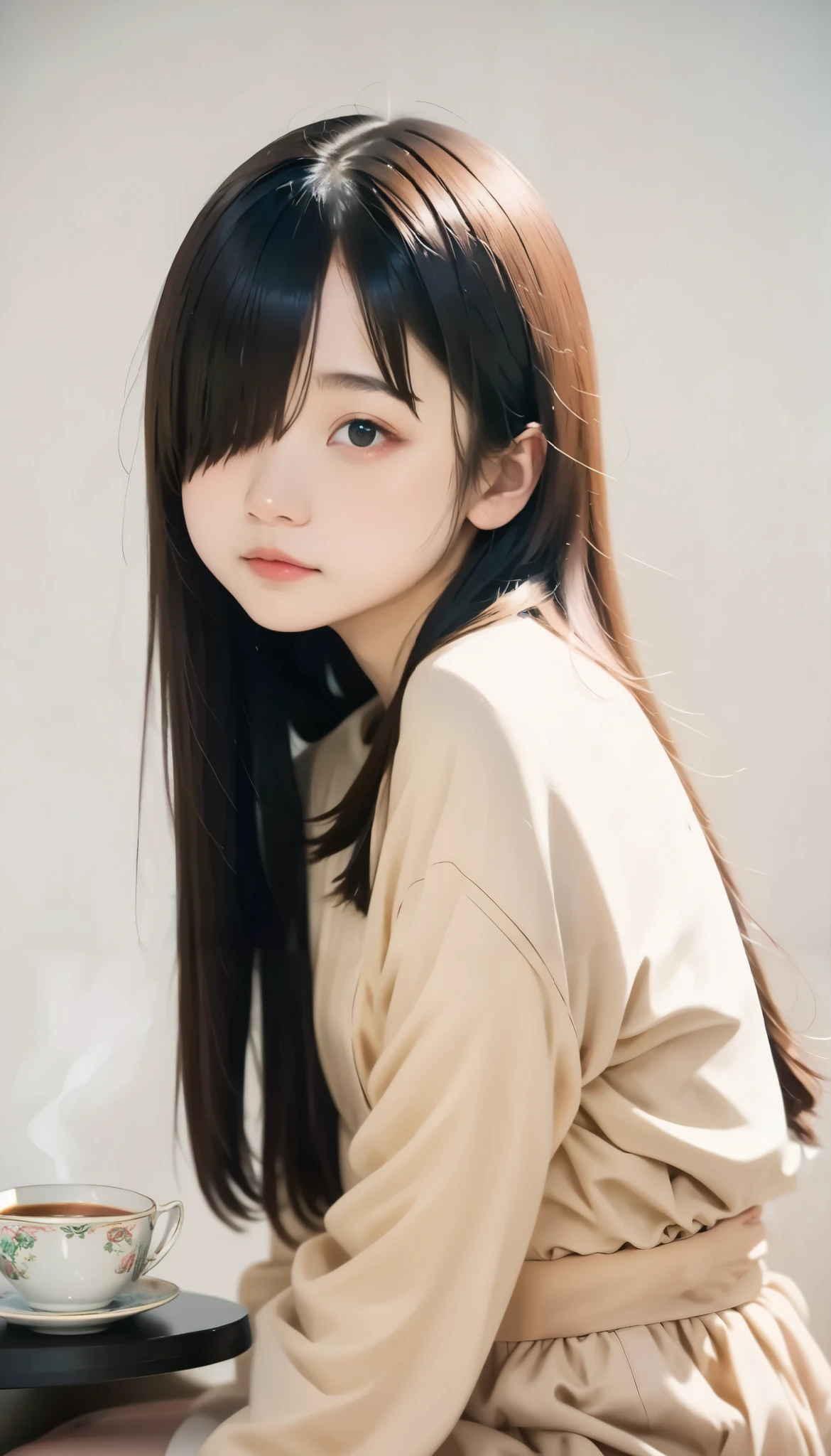 ((sfw: 1.4)), Ultra High Resolution, (Realistic: 1.4), RAW Photo, Best Quality, (Photorealistic Stick), Focus, Soft Light, ((15 years old)), ((Japanese)), (( (young face))), (surface), (depth of field), masterpiece, (realistic), woman, bangs, ((1 girl))