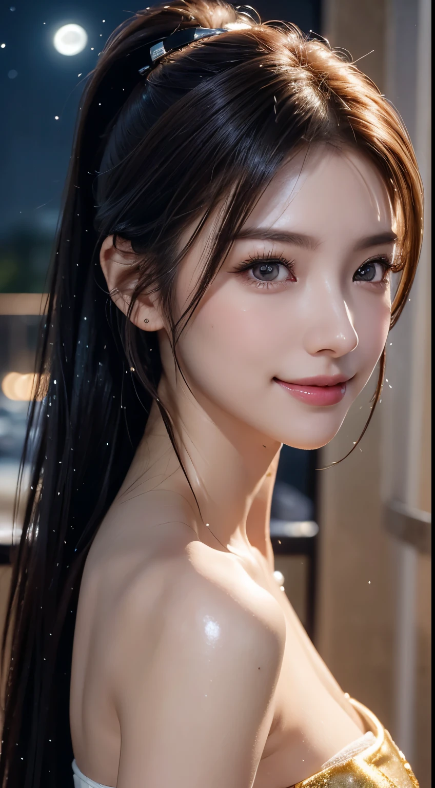 Highest quality, Realistic, 1peopleの女の子, woman,(Skin Dentition), nude,Mid-chest, (bright), (Professional Lighting, Bokeh), (street), people々, crowd, Braided bangs, nice, bloom, Floating Hair, (Dynamic pose:0.6) , Soft lighting, ,((( She is being made to cum)))