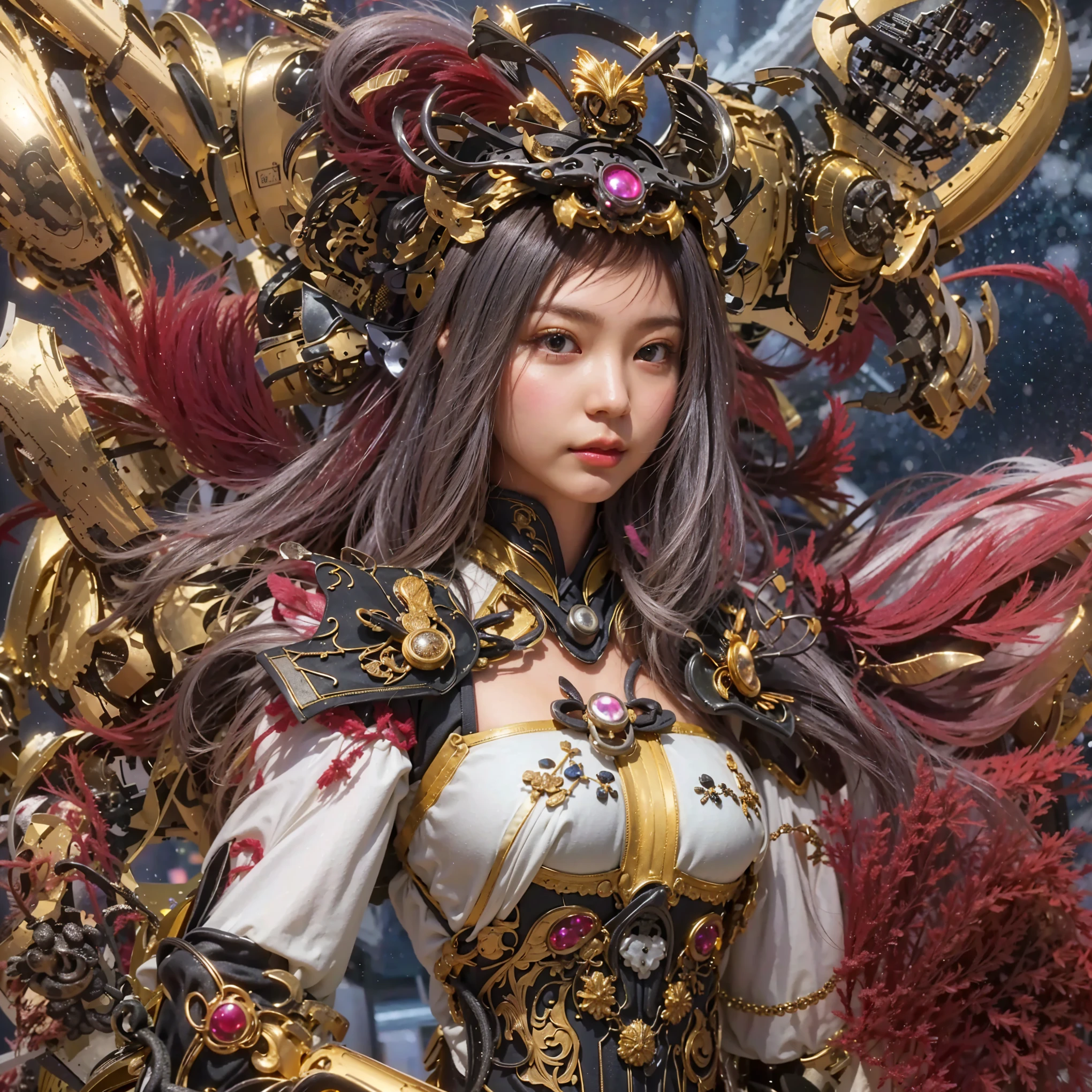 (Completely live action:1.37), (Amazingly realistic textures:1.37), (masterpiece, best quality:1.2), (8k uhd, 16k, 32k, ultra high res), amazingly realistic skin, amazingly realistic photo, superrealism, (photorealistic:1.37), (RAW photo), ultimately realistic, (ultimately realistic all details), (ultimately realistic all textures), super realistic lighting, super realistic shadow, (japanese girl:1.5), (realistic idol face), smiling, happy, super realistic face, ultimately realistic skin, ultimately realistic eyes, (mascara:1.35)ultimately realistic background, ultimately realistic detail up, (kkw-ph1:1.25), (GotouMaki:1.25), (Canon EOS R6, 85mm, 1/200s, f/5.6, ISO 1600), (tattoo), (mechanical armor:1.37), (blue eyes:1.2), (silver hair:1.3), 