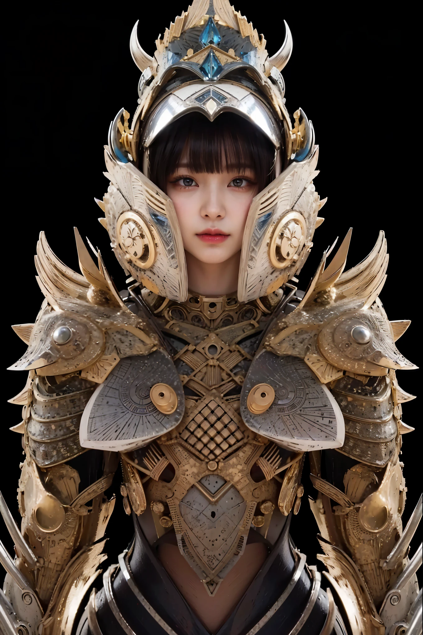 (Completely live action:1.37), (Amazingly realistic textures:1.37), (masterpiece, best quality:1.2), (8k uhd, 16k, 32k, ultra high res), amazingly realistic skin, amazingly realistic photo, superrealism, (photorealistic:1.37), (RAW photo), ultimately realistic, (ultimately realistic all details), (ultimately realistic all textures), super realistic lighting, super realistic shadow, (japanese girl:1.5), (realistic idol face), smiling, happy, super realistic face, ultimately realistic skin, ultimately realistic eyes, (mascara:1.35)ultimately realistic background, ultimately realistic detail up, (kkw-ph1:1.25), (GotouMaki:1.25), (Canon EOS R6, 85mm, 1/200s, f/5.6, ISO 1600), (tattoo), (mechanical armor:1.37), (blue eyes:1.2), (silver hair:1.3),
