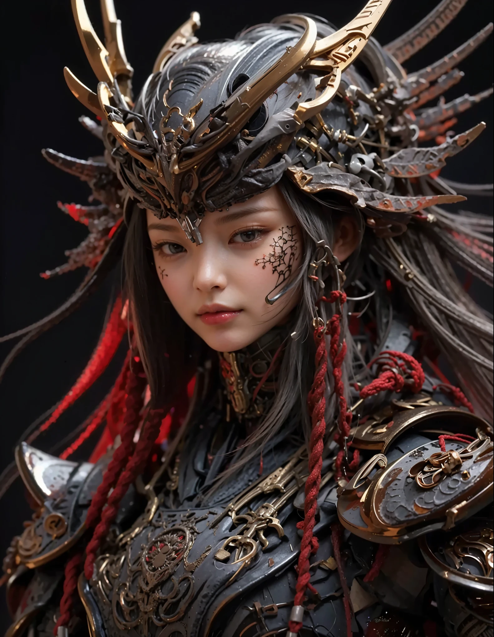(Completely live action:1.37), (Amazingly realistic textures:1.37), (masterpiece, best quality:1.2), (8k uhd, 16k, 32k, ultra high res), amazingly realistic skin, amazingly realistic photo, superrealism, (photorealistic:1.37), (RAW photo), ultimately realistic, (ultimately realistic all details), (ultimately realistic all textures), super realistic lighting, super realistic shadow, (japanese girl:1.5), (realistic idol face), smiling, happy, super realistic face, ultimately realistic skin, ultimately realistic eyes, (mascara:1.35)ultimately realistic background, ultimately realistic detail up, (kkw-ph1:1.25), (GotouMaki:1.25), (Canon EOS R6, 85mm, 1/200s, f/5.6, ISO 1600), (tattoo), (mechanical armor:1.37), (blue eyes:1.2), (silver hair:1.3),