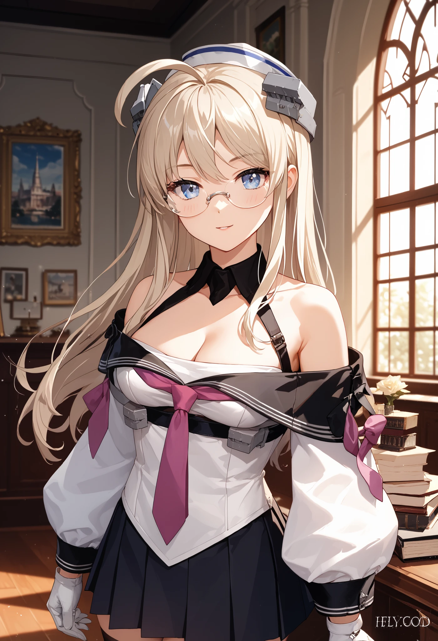 Glasses girl A smiling face tits
