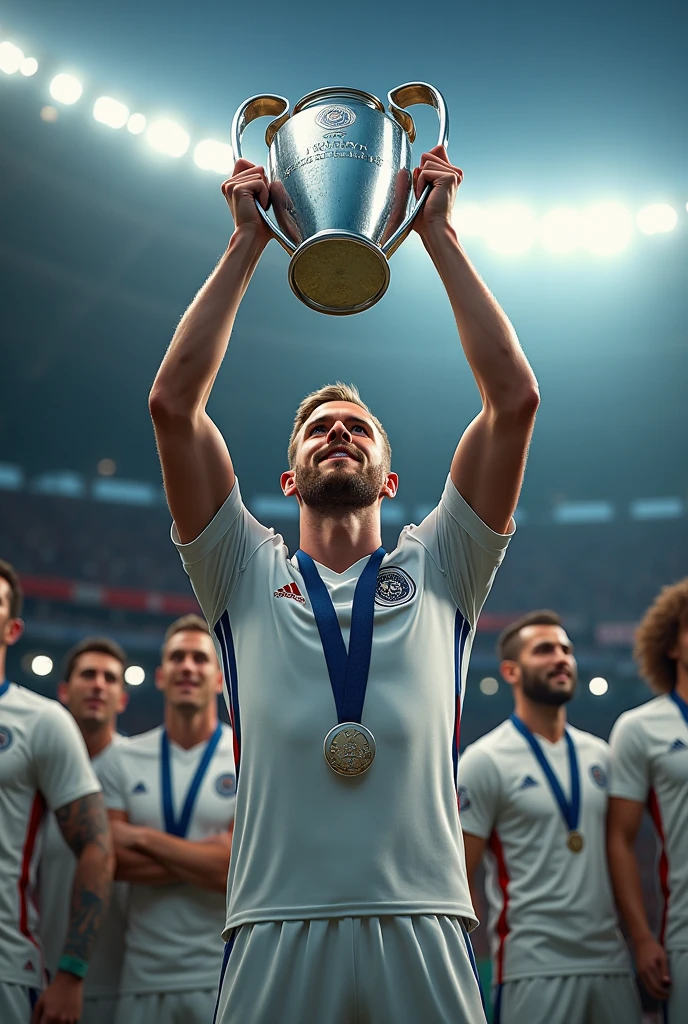 Image of Harry Kane holding the Champions League cup