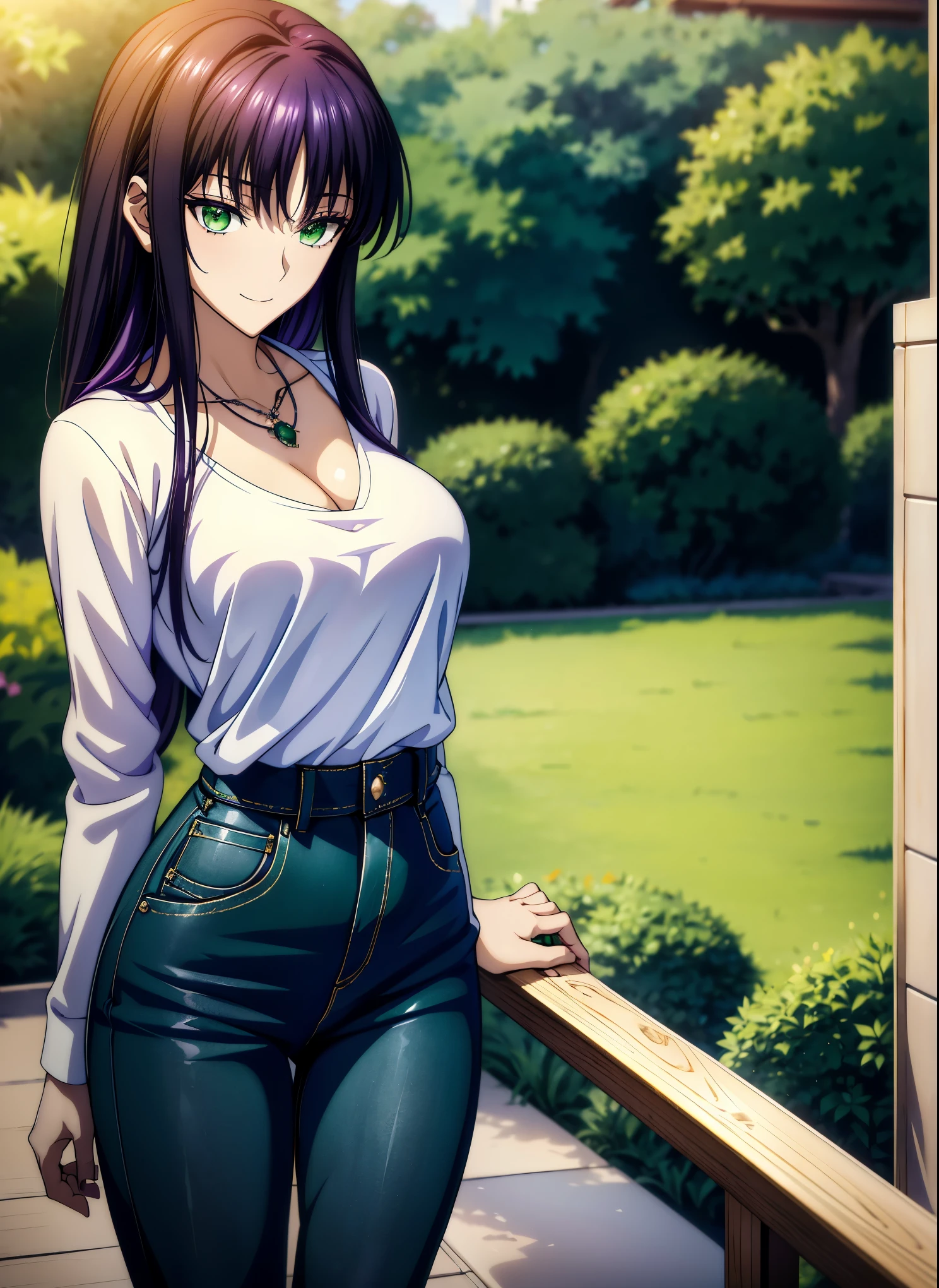 high resolution, highly detailed CG , High Quality shadows, Detail A beautiful delicate face in a black leather costume , beautiful delicate eyes ,break(High definition 8K wallpaper),(Highly detailed CG 8k wallpaper),Makima ( chainsaw man ), Skasach (destiny/ Grand Order Needed),Reika Shimodaira , nothing , fluttering background {x} extremely delicate and beautiful CG illustration,最 High Quality , Beautiful Thighs, big breasts、 Slim waist,(((masterpiece))), (((最 High Quality ))),8k,32K,masterpiece,beautiful alluring Anime woman, Ultra definition , more details, high resolution, super real high school girl ,Masseter muscle area, 最 High Quality , High Quality , high definition , HD texture, High Quality シャドウ, high details, Finely Details , age girl,1 personの少女, high school students,Alone,I,Just One,Alone,1 person,Taki, adult ,Leg length,Beautiful long legs,8 heads, statue :171cm, mature girl ,赤 purple hair,赤 purple hair, purple hair,Blackcurrant colored hair,Silky smooth hair, colorful hair, straight hair,smile,Cool Beauty, Beautiful Woman, pretty face, Beautiful realism, seductive look, Bewitching looks ,Quiet look, beautiful hair,首に necklaceをしている, necklace, ビーズ necklace ,Magatama Accessories,smile, colorful eyes, green eyes,Jade green eyes, beautiful eyes, bright eyes,Delicat eyes, Jewel Eyes ,Jade Eyes, droopy eyes ,( green eyes:1.5), enchanting face , watching viewers with the harbor at night in the background ,Model Photo, simple background, black hair, long eyelashes , lightsmile, 赤 purple hair, Blackcurrant colored hair, hairpin, lightsmile, 妖艶なsmile, Jade green eyes, Sparkling pupils, droopy eyes , Multi-colored eyes, Anime style, ハイパー realism, realism, Anime, 8k, more details, accurate, 最 High Quality , 16k, anatomically accurate, accurate, 超 high resolution, 16k, high resolution, 最 High Quality , hoodie,Casual clothes,(( black low rise skinny long jeans)), hoodie,(( Sweatshirt )),stroll,Building Street,sunlight,blue sky,stroll, bustling streets ,Daytime, walking , TAKE OUT ,outside,