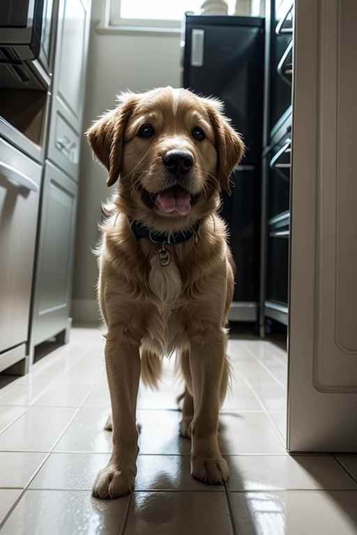 There's a dog that's standing there smiling at the camera, feliz com a boca aberta, happily smiling at the camera, happy dog, ambos rindo, sneering at the camera, smiling at camera, muito animado, muito feliz!, muito feliz, he is very happy, lambendo para fora, smiling at camera