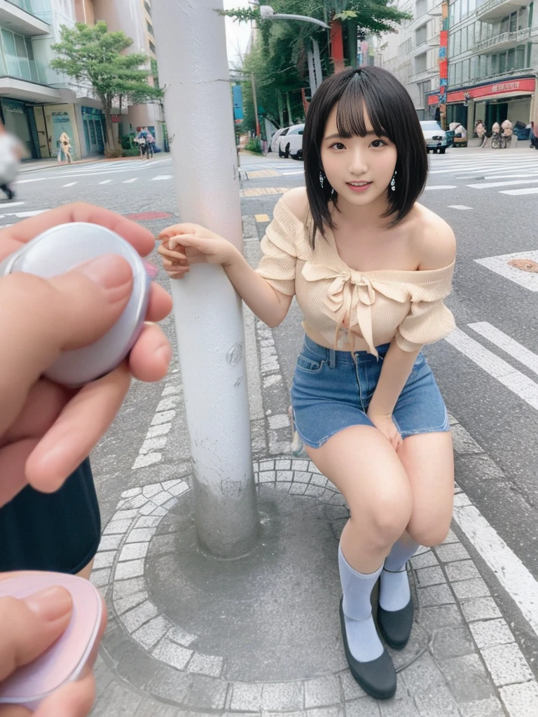 NSFW、On the street、(Spread your legs:1.4)、kawaii girl,jpn,30years old,Full body display、masterpiece、８K、Wear a camisole top and miniskirt、low angles, skirt twisting、(troubled eyebrow:1.0), (Close your eyes:1.4), (Sigh cross talk:1.1), With the best image quality、beuaty girl, Cute Baby Turtle, A high resolution, ultra - detailed, finedetail, The is very detailed, extremely detailed eye and face, Sharp pupils, 超A high resolution, Cinematic lighting、Beautiful fine details,extremely detailed eye and face、very wide angle shot、(Remote Play:1.5), 
Remote_Vibrating, (Others hold the hand of the switch:1.3)、